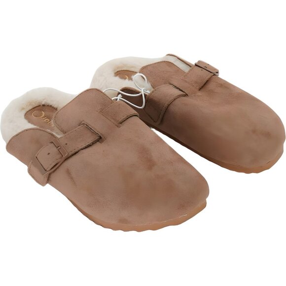 Journee Collection Ardenn Faux Fur Tan Clog Slippers Women US 10 - Picture 4 of 6
